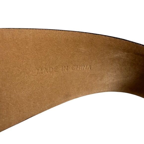 Ann Taylor Leather Hombre Square Buckle Chunky Belt Women's Size Small Brown - Picture 4 of 7